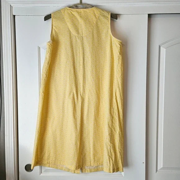 Pink K Women XL Yellow Pearl Snap Front House Dress Duster Nightgown Daisy Lace - Picture 2 of 6